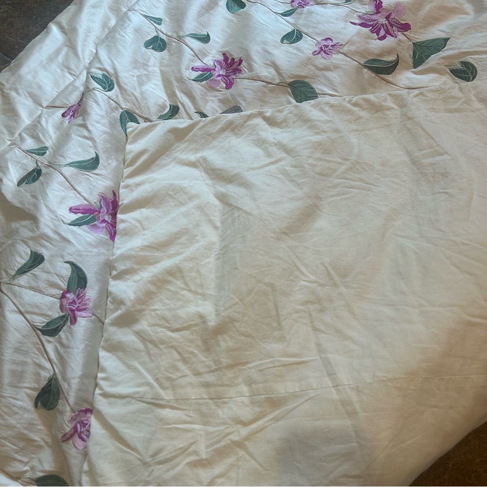 Yves Delorme 100% Silk Floral Cream and Pink Child Comforter Quiet Luxury - Picture 9 of 9